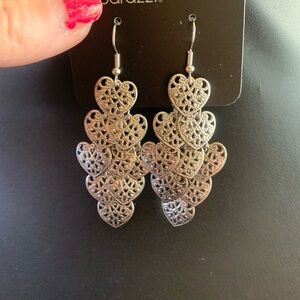 Paparazzi silver hearts earrings